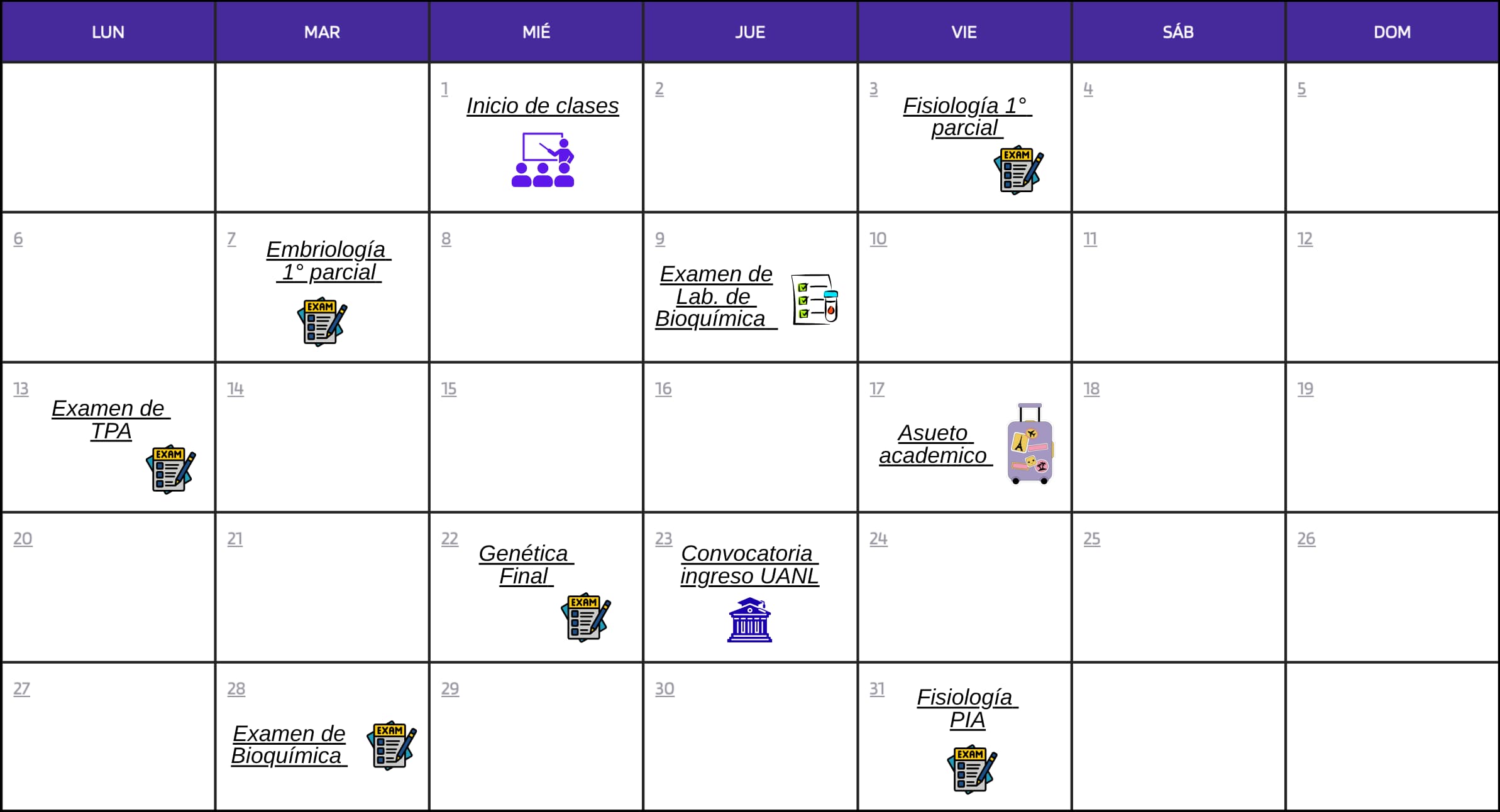 Calendario mensual